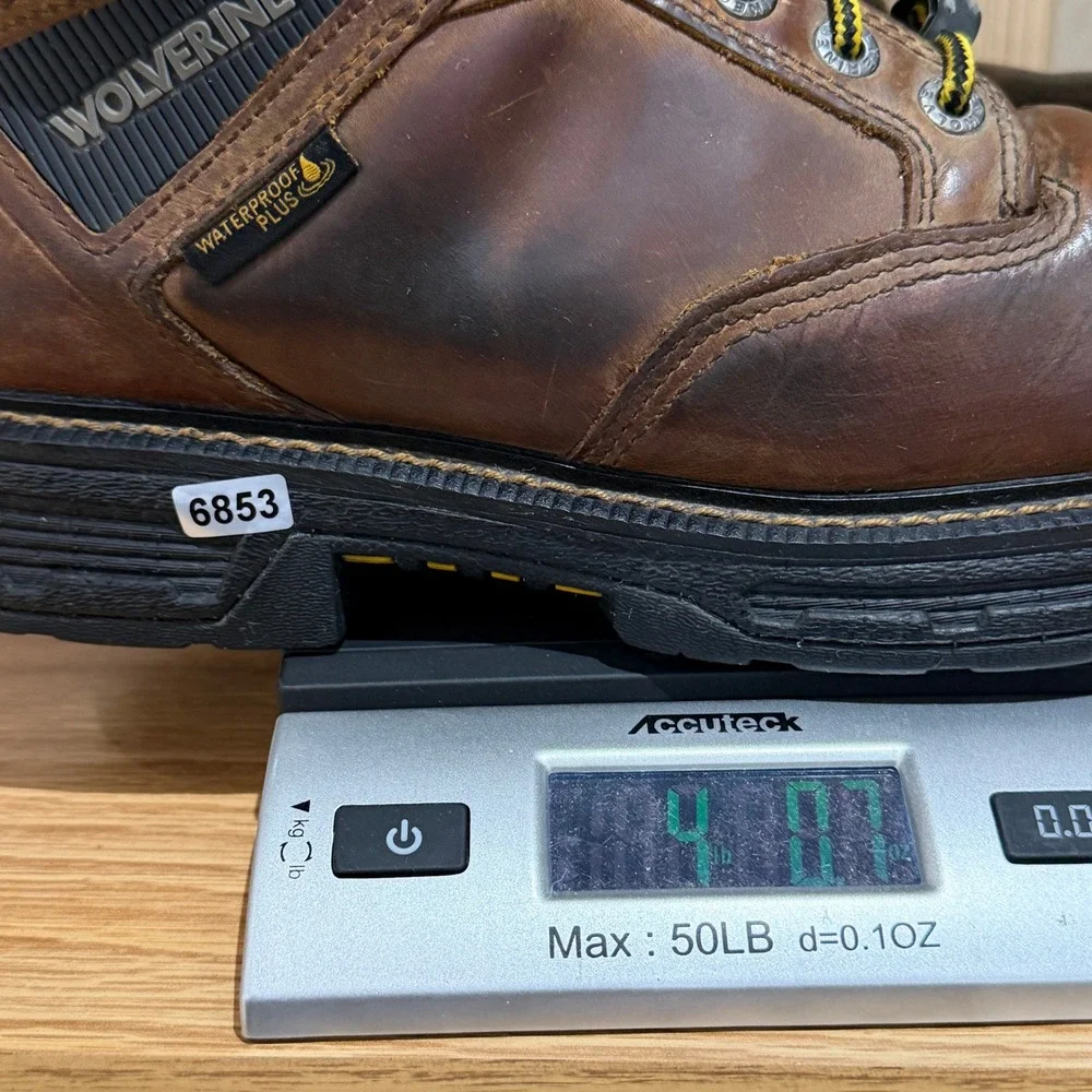 Wolverine Raider Work Boots Mens 9 Brown Leather Waterproof Steel Toe Slip Res